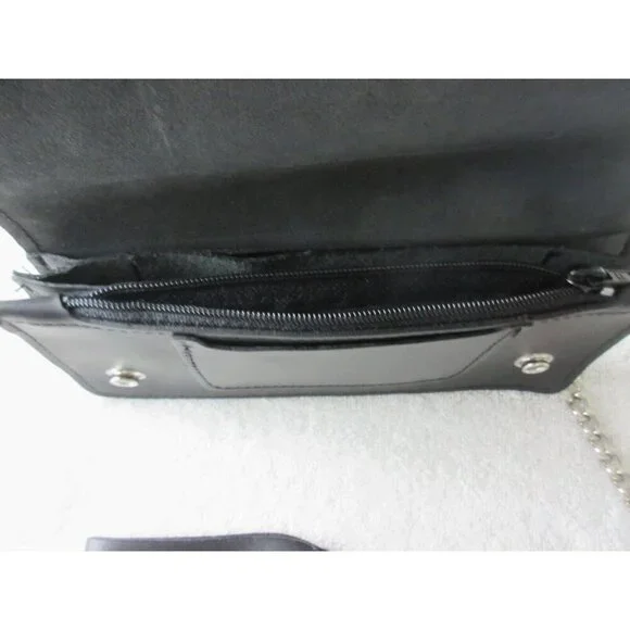 Men's Genuine Leather Skull Skeleton Trucker Snap Chain Wallet Black USA Made - Picture 7 of 7